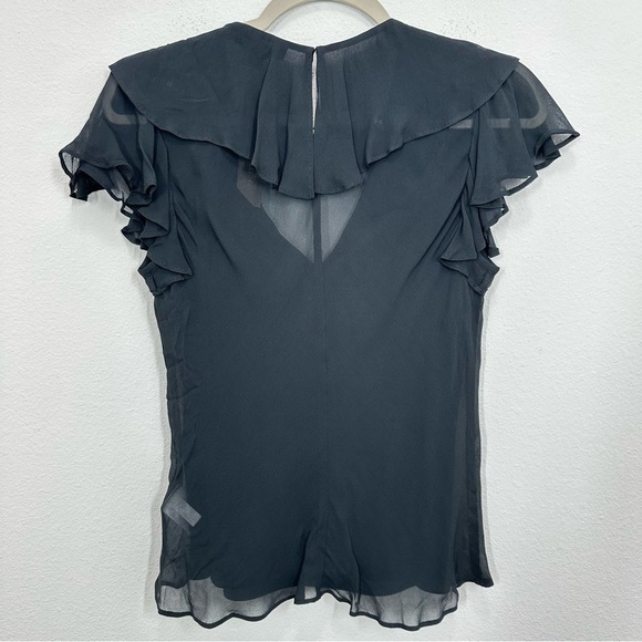 J. Crew All Over Ruffle Chiffon Blouse Sheer Layered Romantic Delicate Black S - Picture 7 of 7